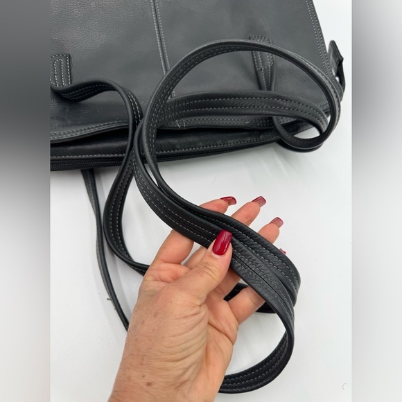 Leather Briefcase Laptop Shoulder Bag Purse Black - Picture 7 of 15